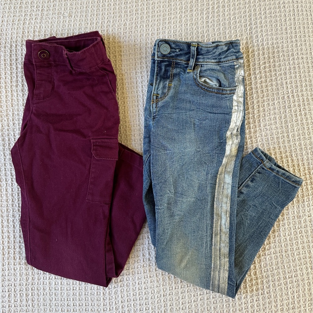 Gymboree Kid Girls Burgundy and Blue Jeans Pants